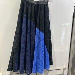 Solitaire Black and Blue Lace A-Line Skirt